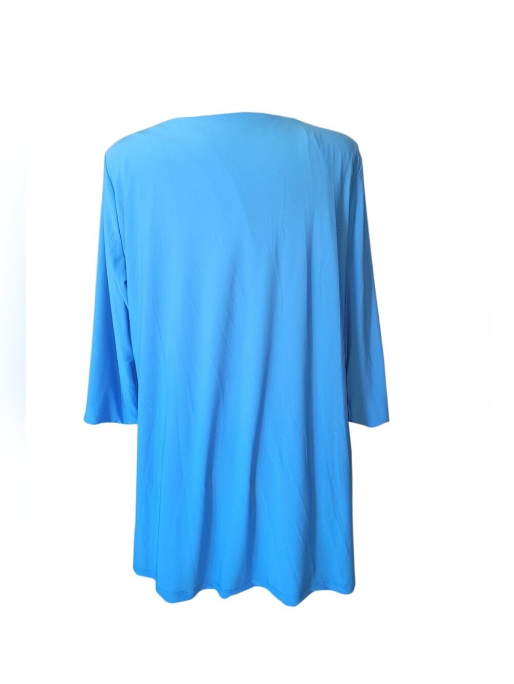 Attitudes By Renee Reversible Women’s V-Neck Tunic Top Blue Floral & Solid Blue - Picture 8 of 16